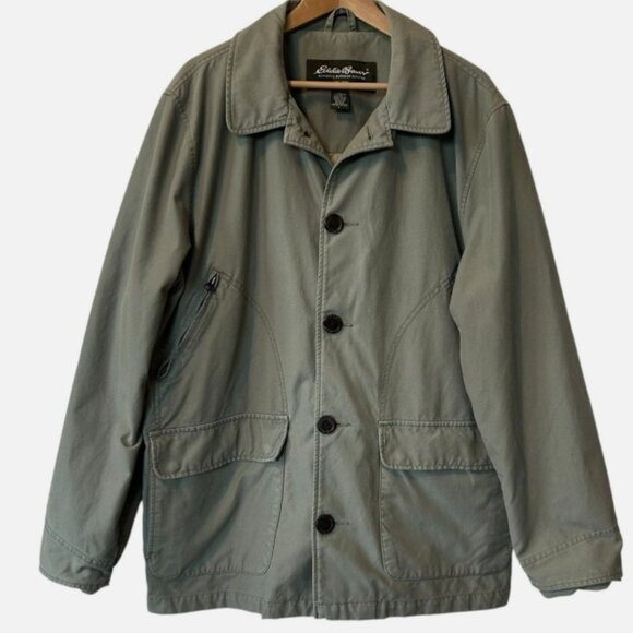 Eddie Bauer Men's Olive Green Canvas Barn Coat Chore Field Jacket Size Large - Picture 1 of 11